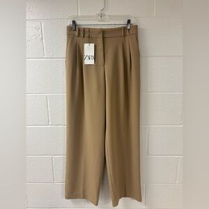 ZARA Tan Wide Leg High Rise Dress Pants | NWT Size Women’s Small